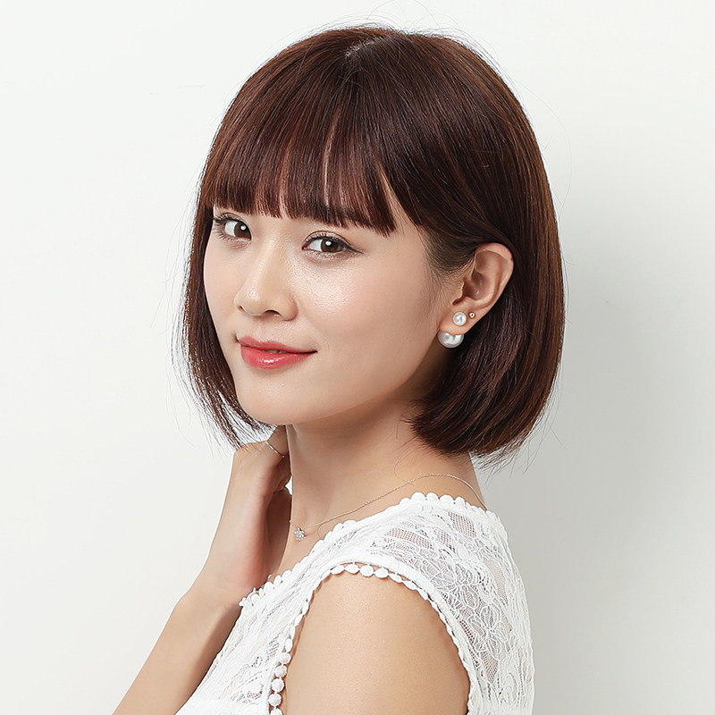 假发圆脸真人头套自然蓬松发型发套头发波波日常整顶假发