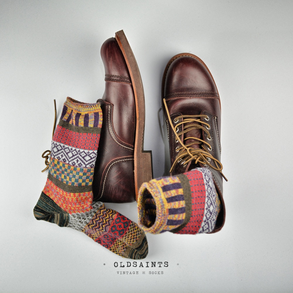 L.B 民族风复古男女复古潮袜日系风红翼中筒工装挂靴粗线袜-3双装