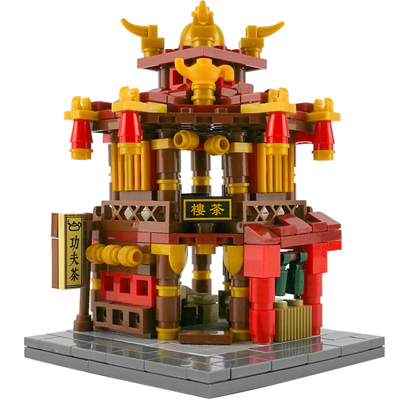 星堡积木迷你中华街拼装积木套装城市建筑模型房子儿童益智类玩具