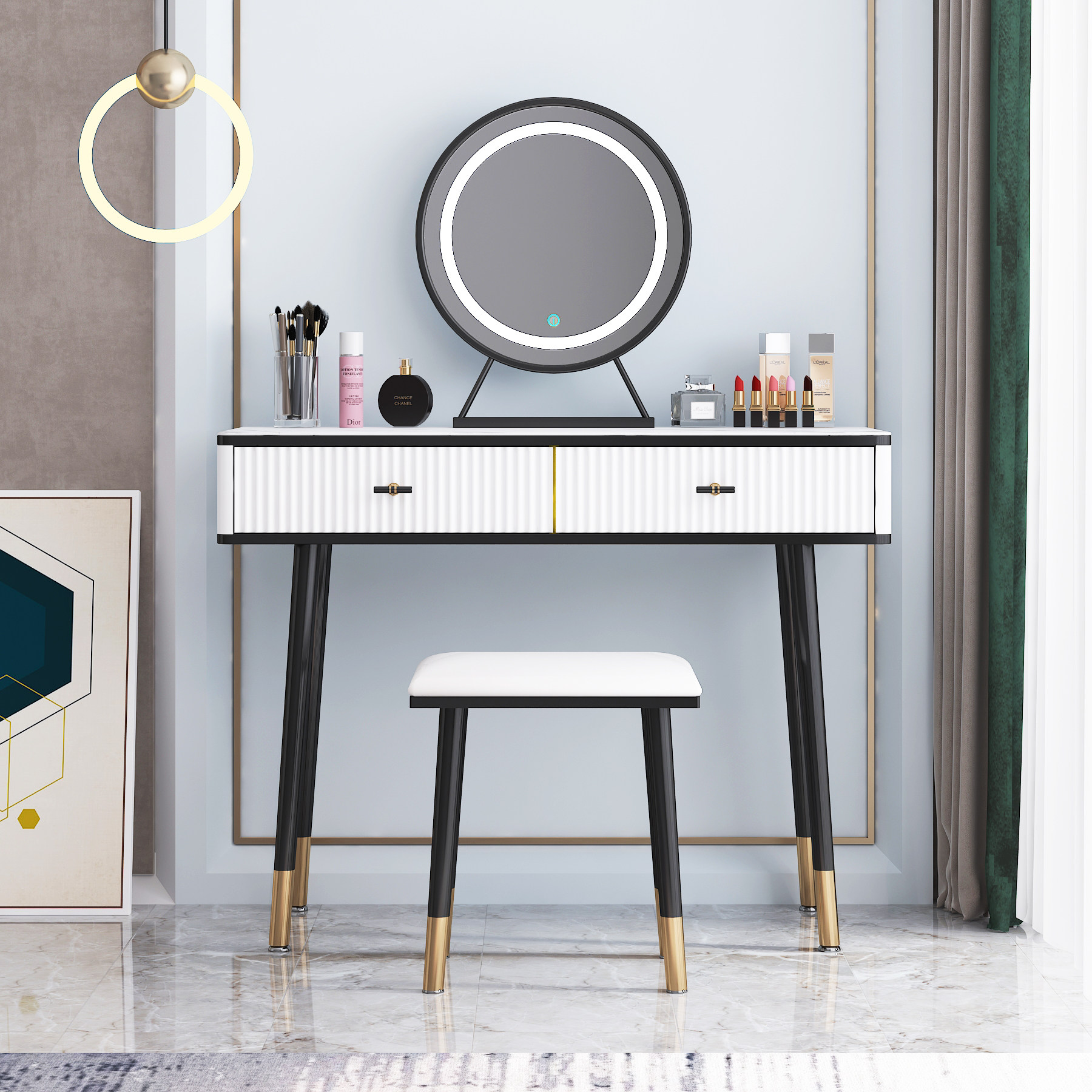 梳妆台卧室简约现代小型书桌2021年新款轻奢网红梳妆台