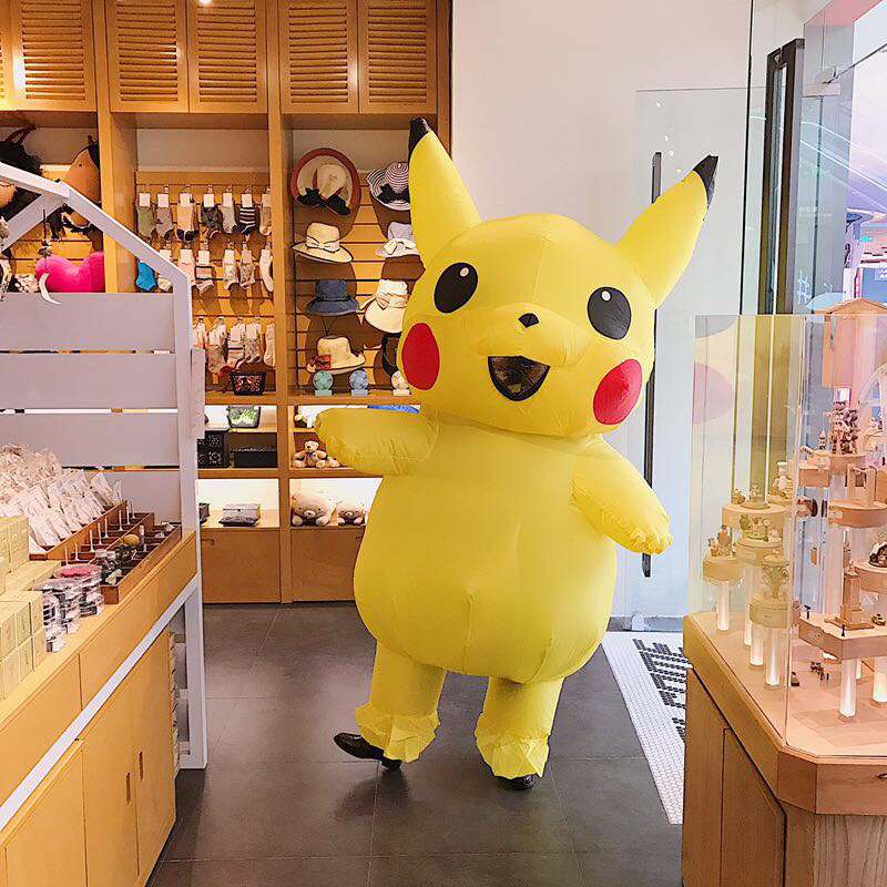卡通人偶大侦探皮卡丘比卡丘充气衣服装行走万圣节日cos亲子表演