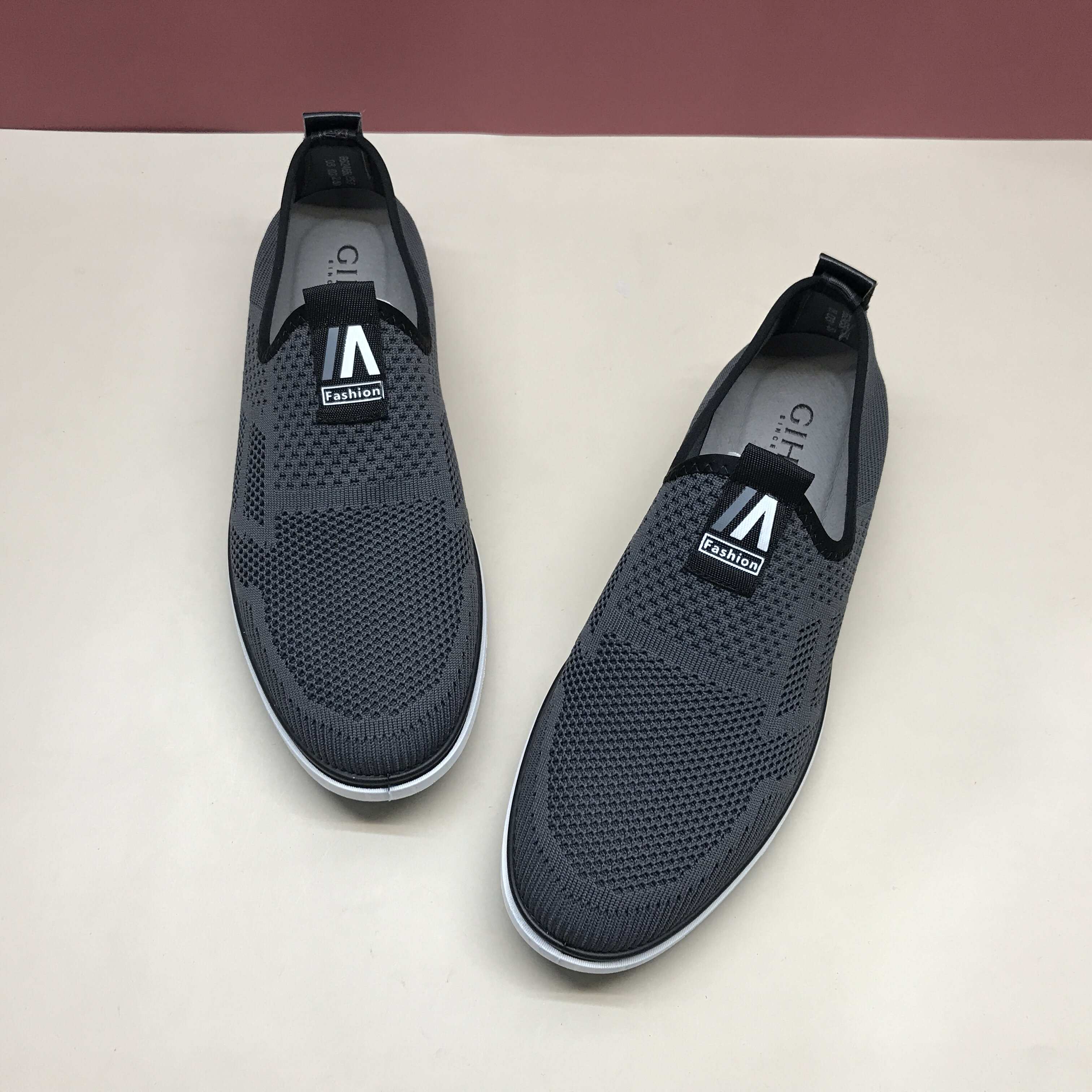 杰豪男鞋2021春夏新款一脚脚蹬懒人轻便驾车网面鞋