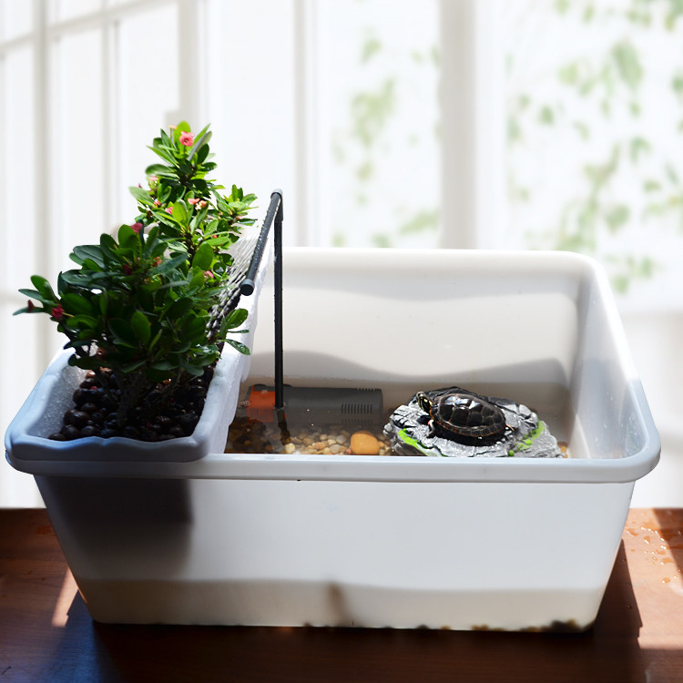 乌龟缸带晒台超大号塑料龟箱别墅水陆缸巴西草龟鳄龟养龟的专用缸