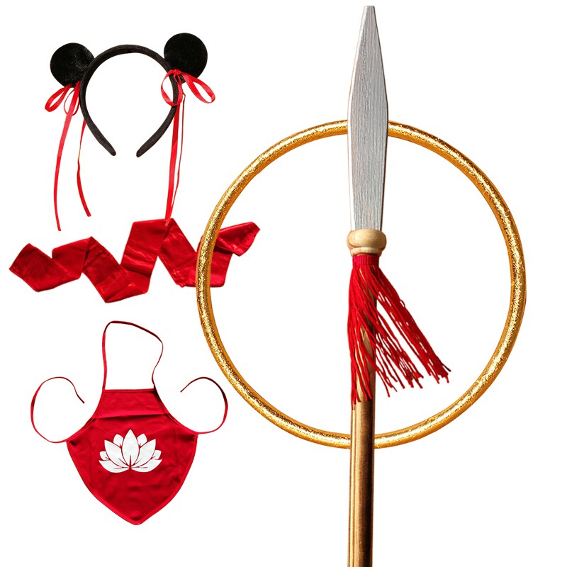 儿童玩具红缨枪金枪哪吒乾坤肚兜红孩儿火尖枪长枪道具儿童演出服