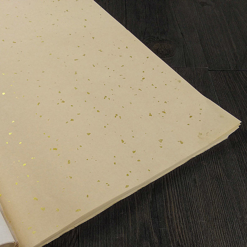 安徽仿古宣纸烫金洒金描金印花龙纹布纹全手工四尺粉彩皮纹半生半熟