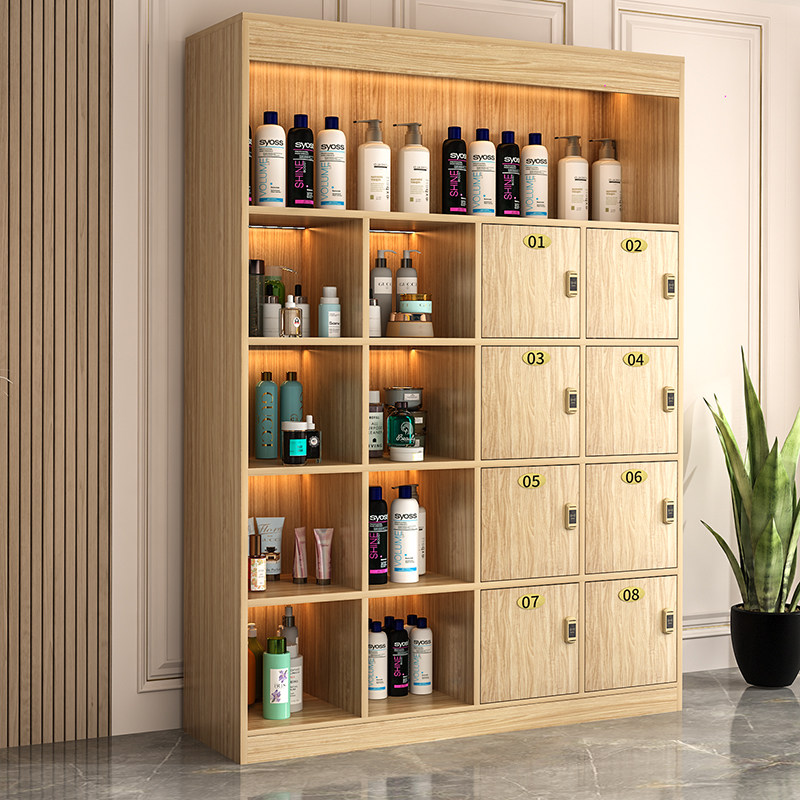 美发更衣柜木质美容院顾客寄存包柜发廊储物柜产品商用展示柜