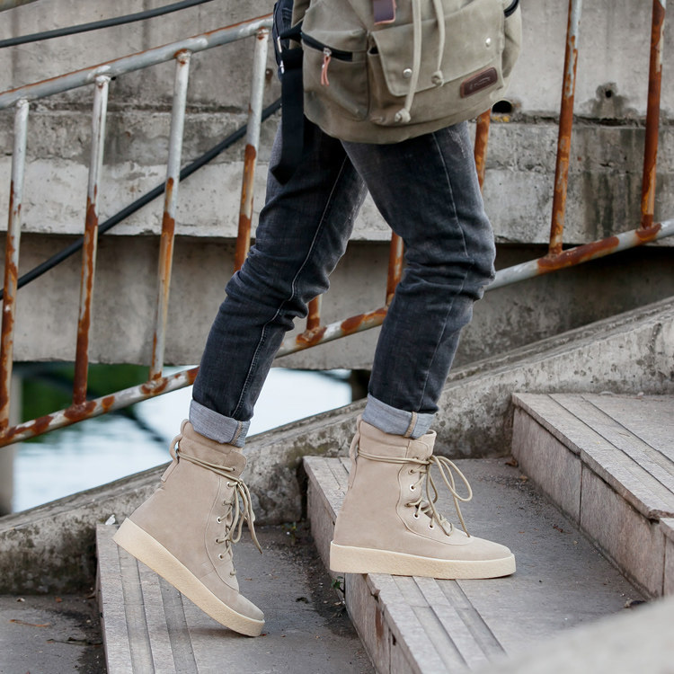 侃爷靴子season2真皮百搭加绒情侣中筒沙漠雪地靴椰子靴男女冬季