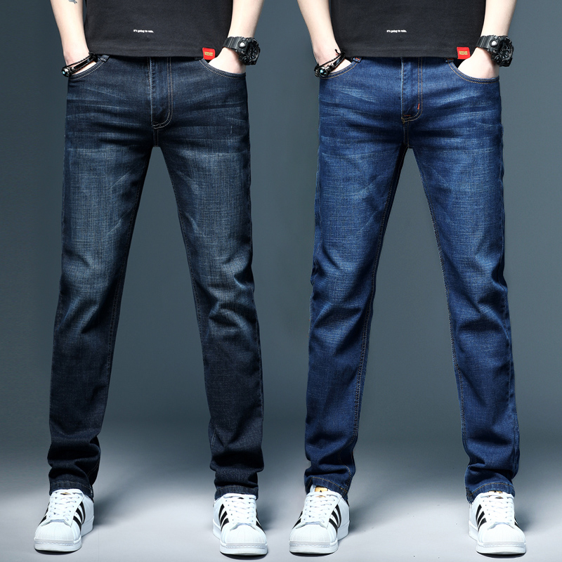 2022年夏季新款牛仔裤男士直筒宽松百搭裤子弹力修身潮牌休闲长裤