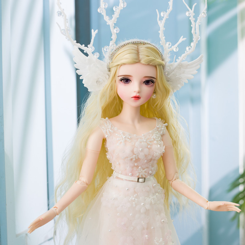 3分手工白色礼服精灵仙子bjdsd改妆洋娃娃女孩娃娃