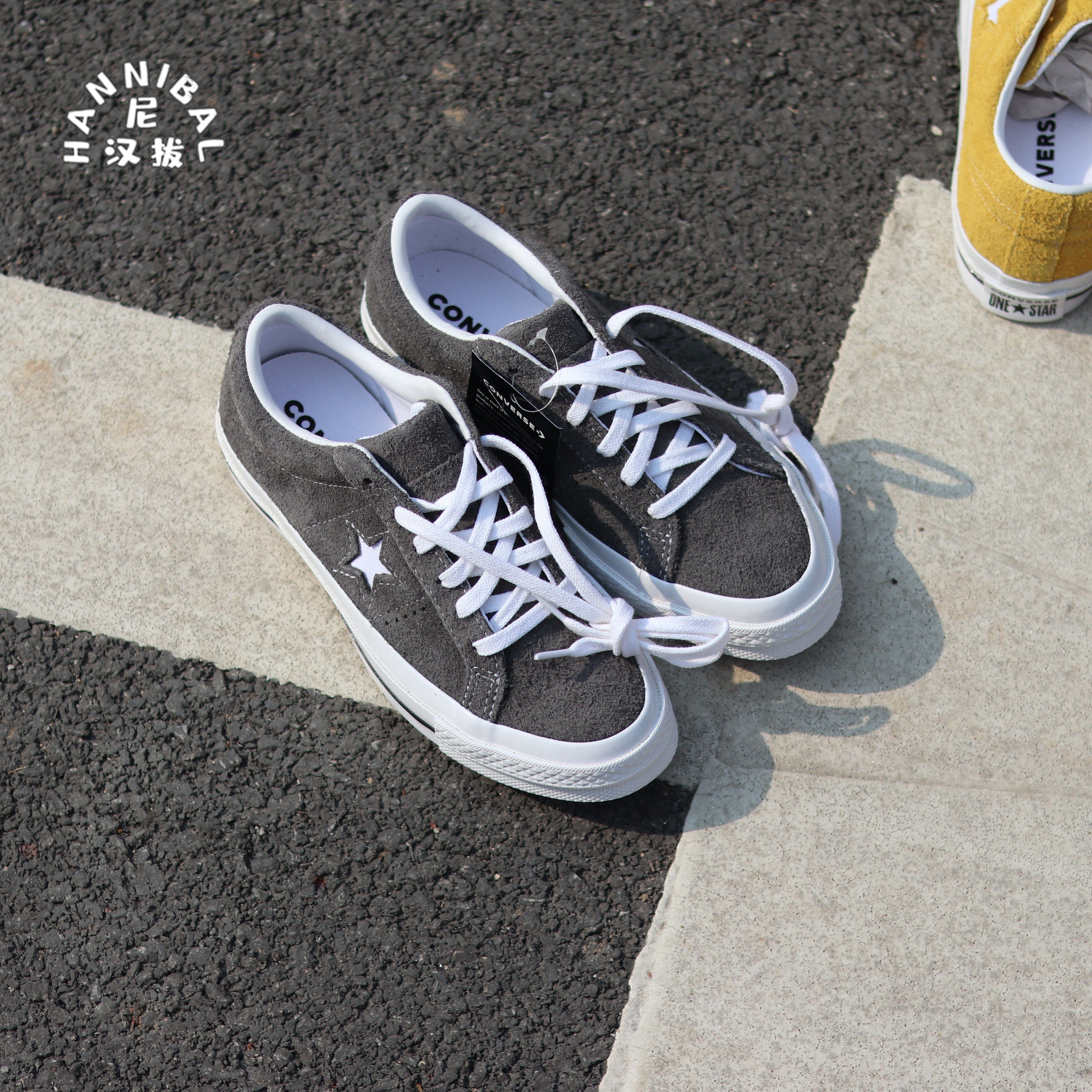 匡威converseonestar烟灰大象灰黄色毛皮麂皮男女板鞋