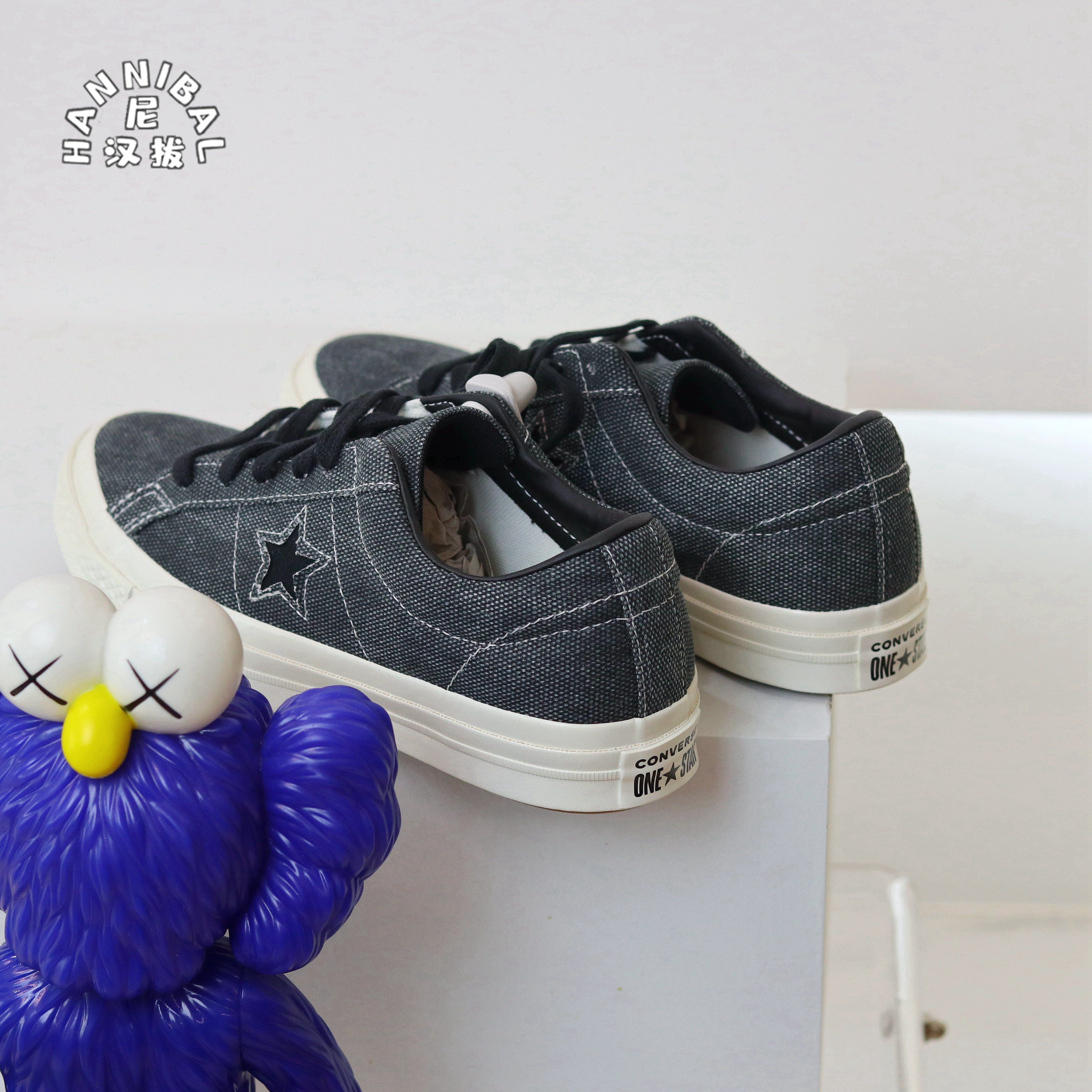 匡威converseonestar黑色牛仔布水洗做旧低帮男女板鞋167835c