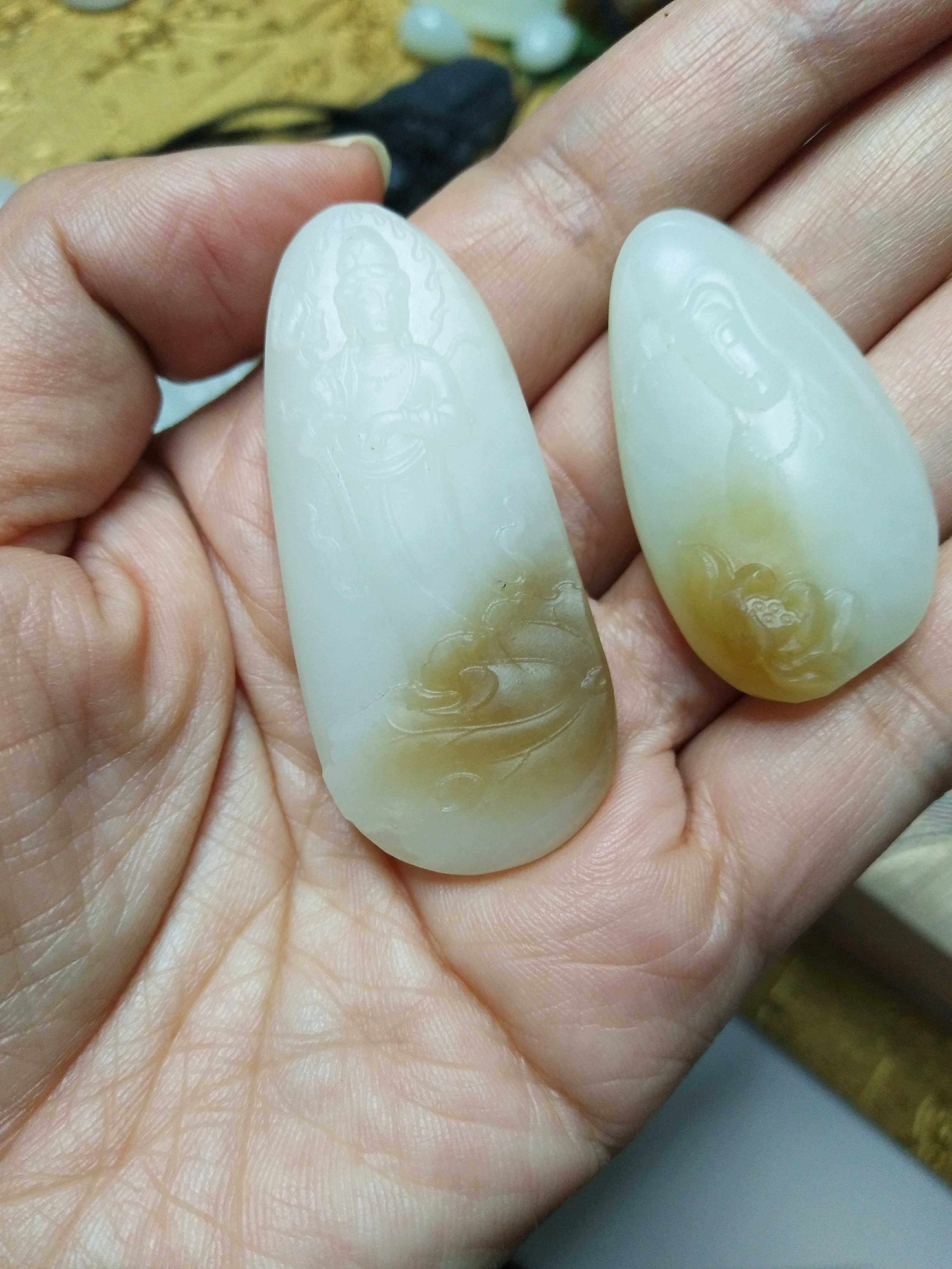 精品和田羊脂白玉玉观音吊坠青海料俄且末糖料颈饰