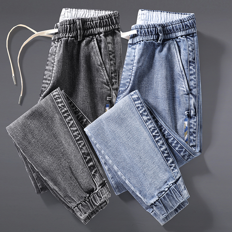 哈伦束脚宽松牛仔长裤男士春秋款小脚春夏季休闲裤子男裤2022新款