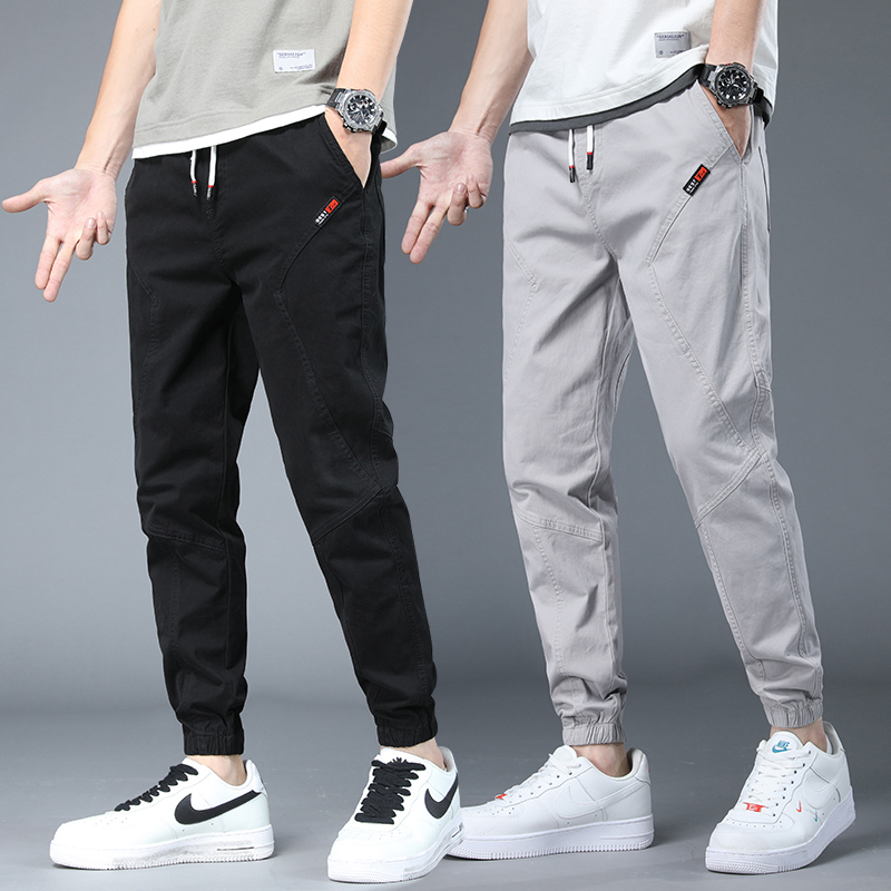 夏天男裤子夏季薄款工装裤运动休闲裤男士束脚九分2022新款春秋款