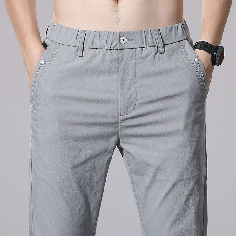 男士冰丝男裤子男款休闲长裤夏季薄款宽松直筒西裤夏天春秋款秋季