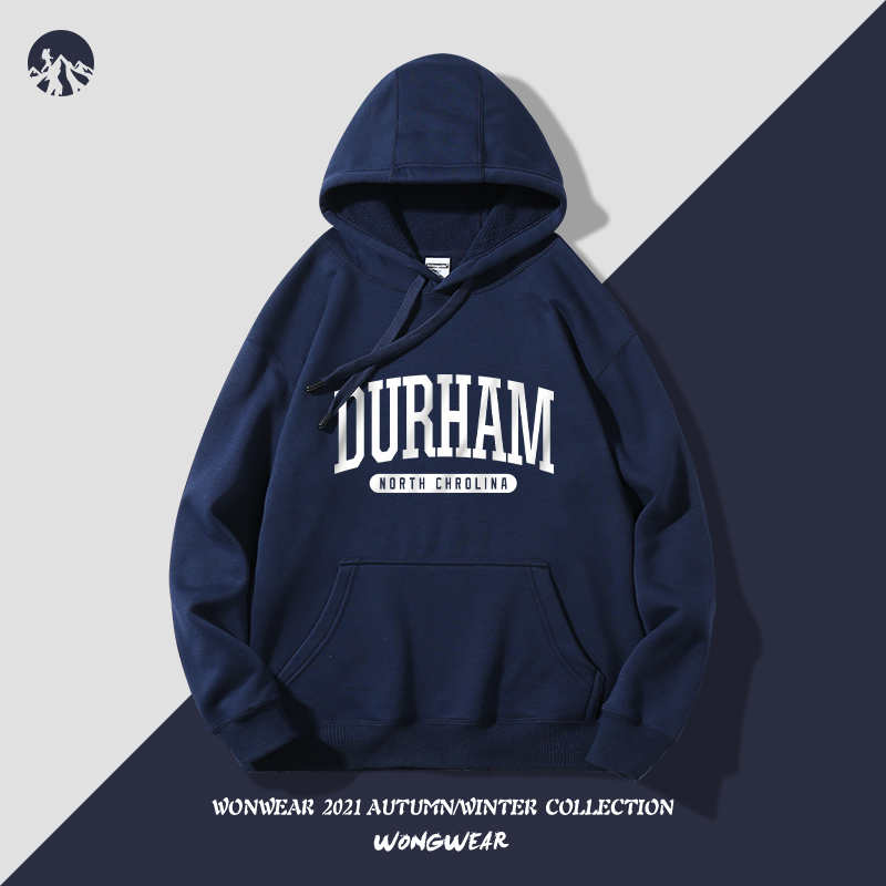 无畏者字母加绒卫衣男冬季2022新款连帽套头外套潮牌宽松百搭上衣