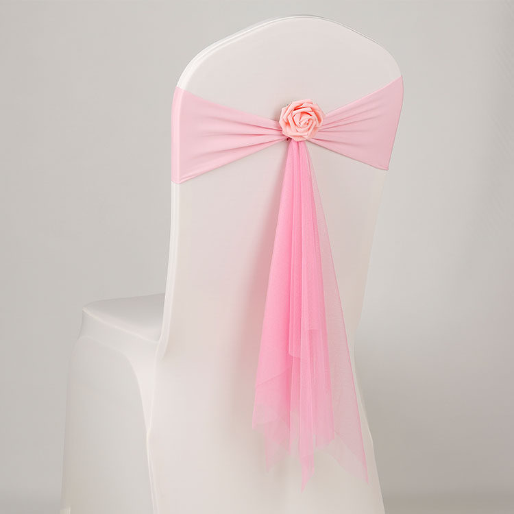 椅背特价免系弹力椅套蝴蝶结婚庆椅子欧根玫瑰花椅套