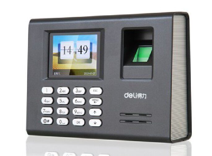 得力打卡机3946员工上班打卡机考勤机智能指纹识别彩屏语音免安装
