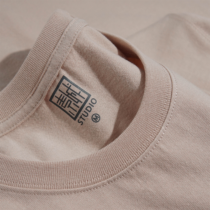 低饱和度 脏粉 藕粉暗粉色纯色基础款全棉圆领短袖重磅T恤男女款