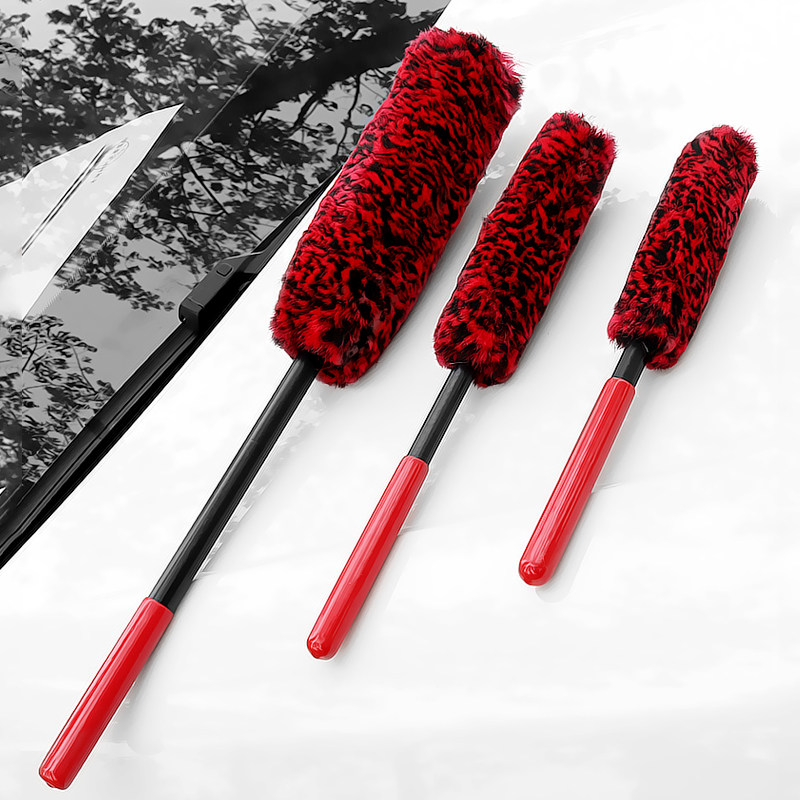 轮毂刷子汽车清洗工具洗车加长长柄羊毛毛刷车刷