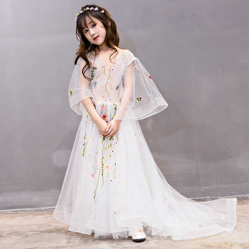 儿童十岁新娘婚纱绑带礼服小女孩钢琴花仙子红毯儿童礼服