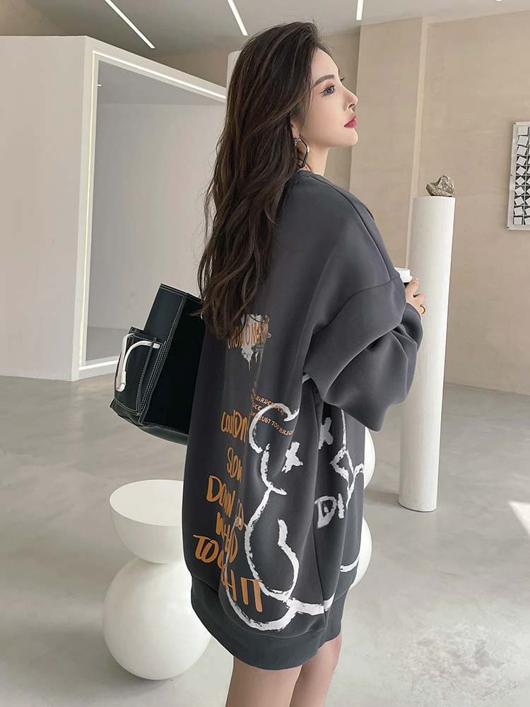 卫衣女2022新款秋冬上衣加绒慵懒风oversize情侣装宽松外套潮ins