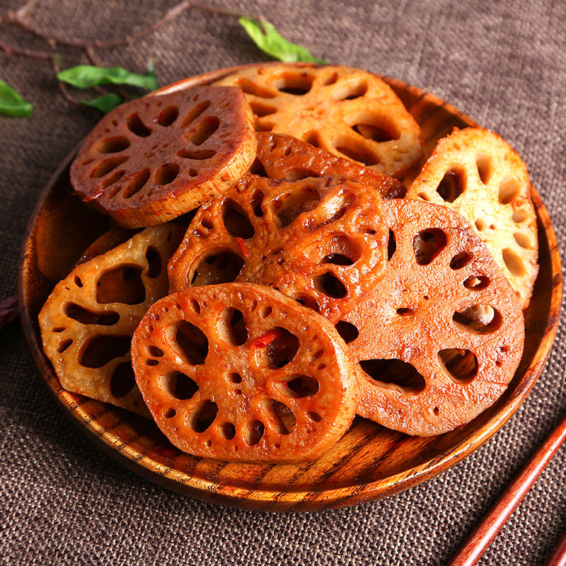 口水娃香辣藕片香卤莲藕包邮湖南特产麻辣小吃好吃不贵的零食整箱