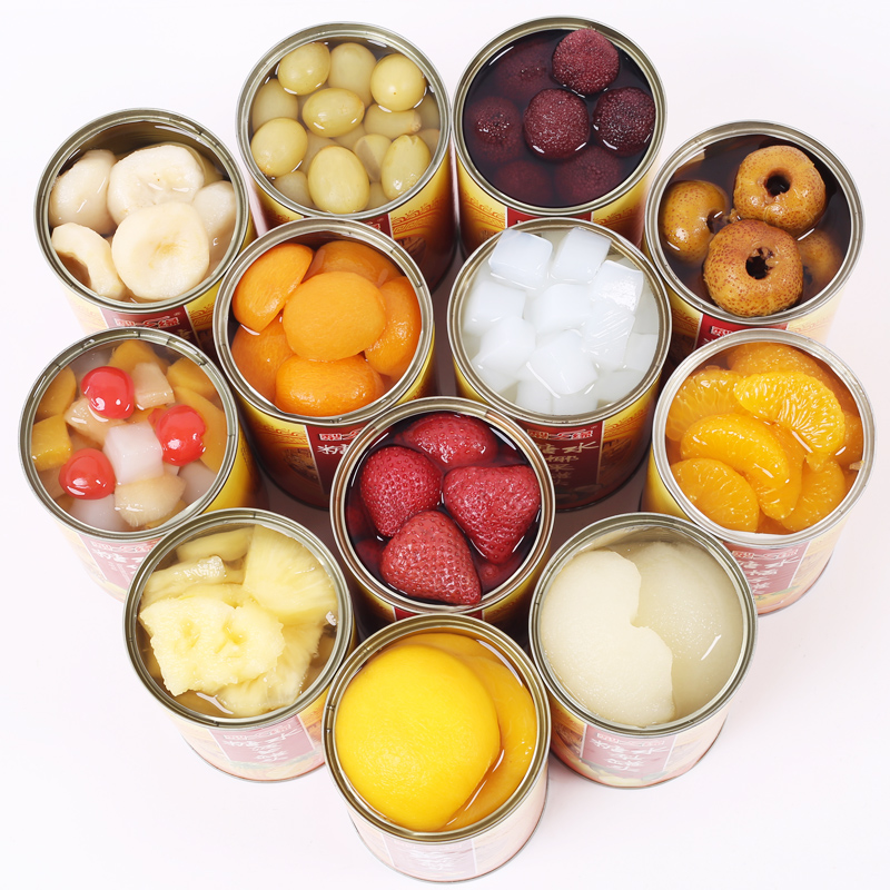 水果罐头6罐混合黄桃罐头橘子菠萝杨梅草莓葡萄山楂什锦椰果罐头