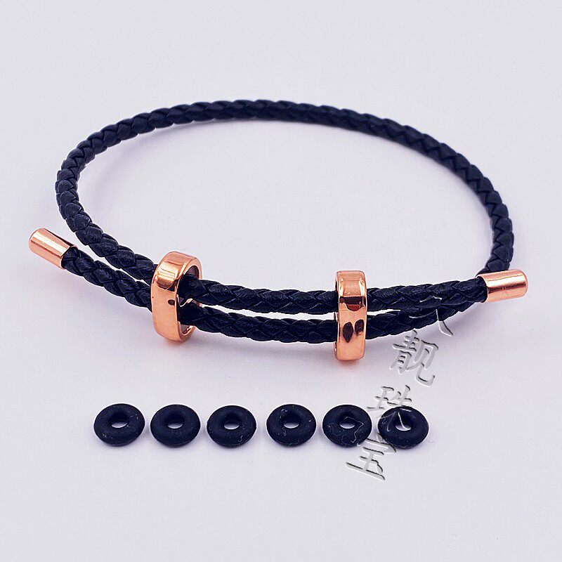 玫瑰八字扣粗3毫红绳手链可调双股推拉创意手链