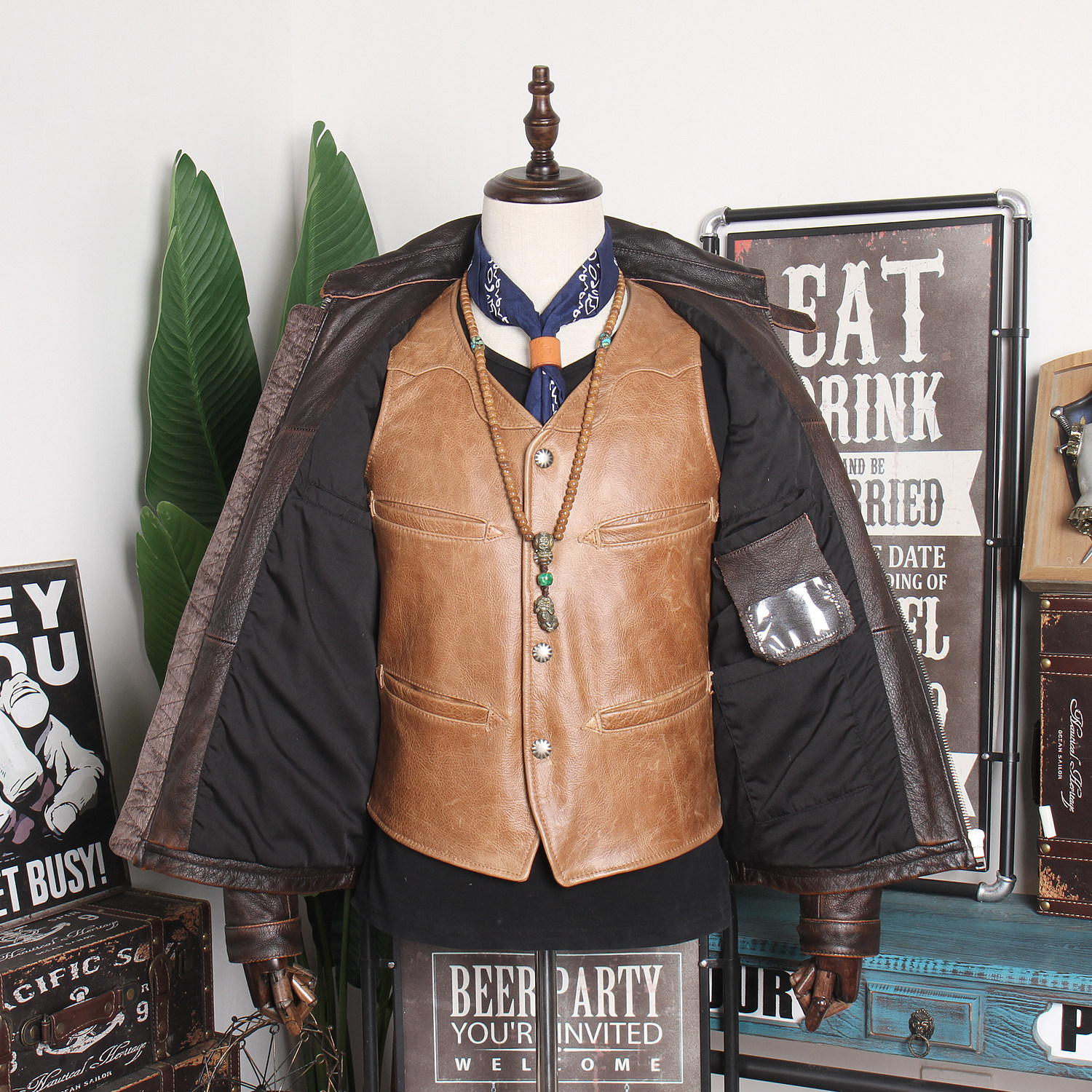 阿美咔叽美式复古纯头层牛皮真皮皮衣机车短款皮衣