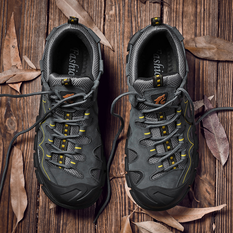 春秋季真皮户外登山鞋男士休闲防水防滑旅游运动鞋中年父亲爸爸鞋