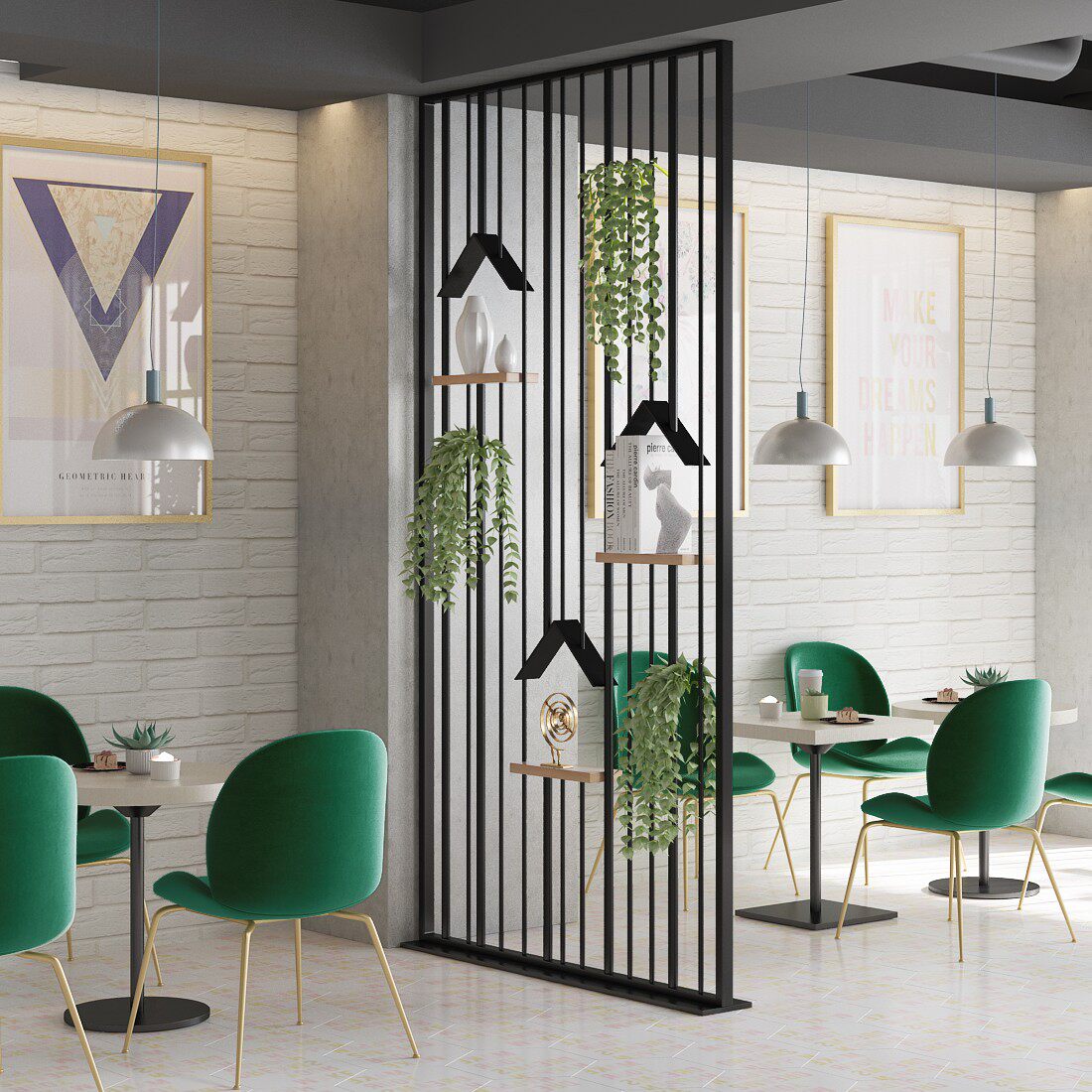 工业风创创意屏风隔断简约竖条镂空酒吧家用座屏