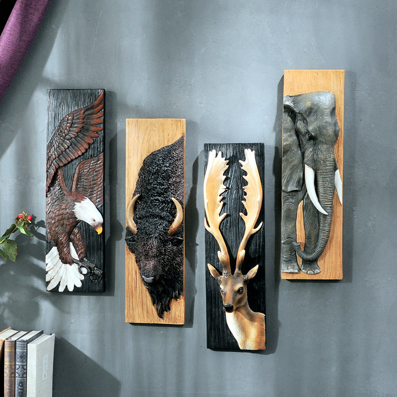 欧式动物壁挂客厅玄关背景墙面装饰挂件立体墙饰创意复古麋鹿壁饰