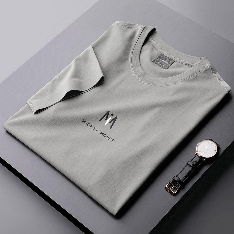 潮牌冰丝短袖t恤男士圆领韩版潮流薄款帅气ins冰感半袖宽松体恤男