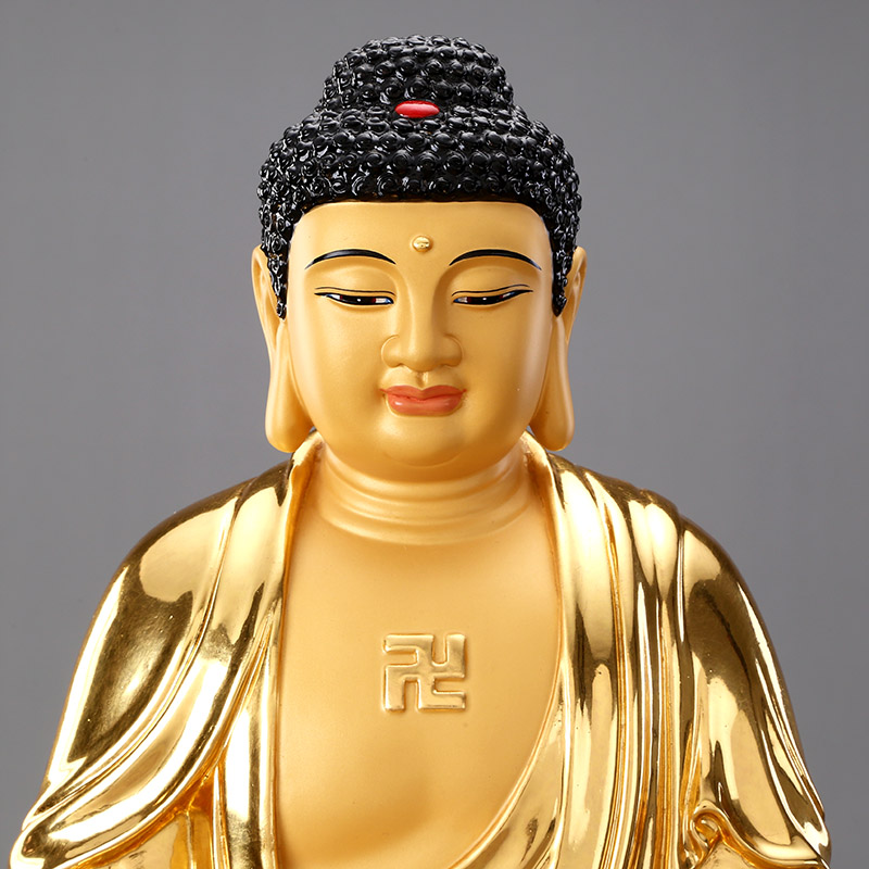 圆通佛具贴金释迦摩尼佛像家用如来如来佛佛祖摆件