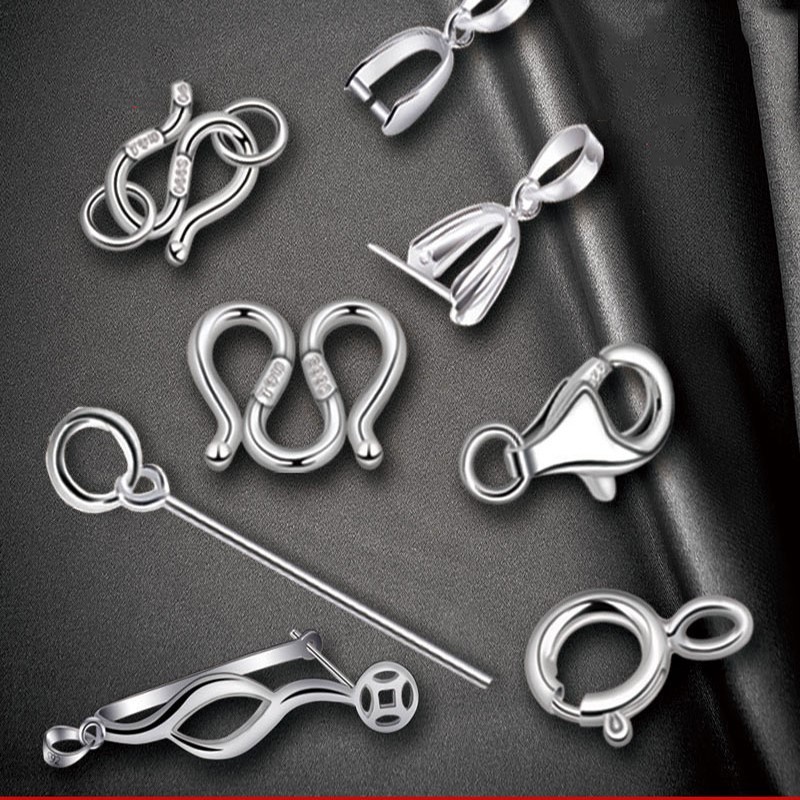 银饰扣子玉扣吊坠多功能锁扣平安夹项链扣连接扣纯银珍珠项链扣环