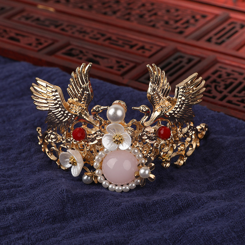 汉服头饰流苏步摇发冠女古风发饰大顶男子束发发饰