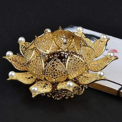 现货莲花冠套装古风饰品汉服配饰头饰百搭发冠簪子发饰宋制皇冠女