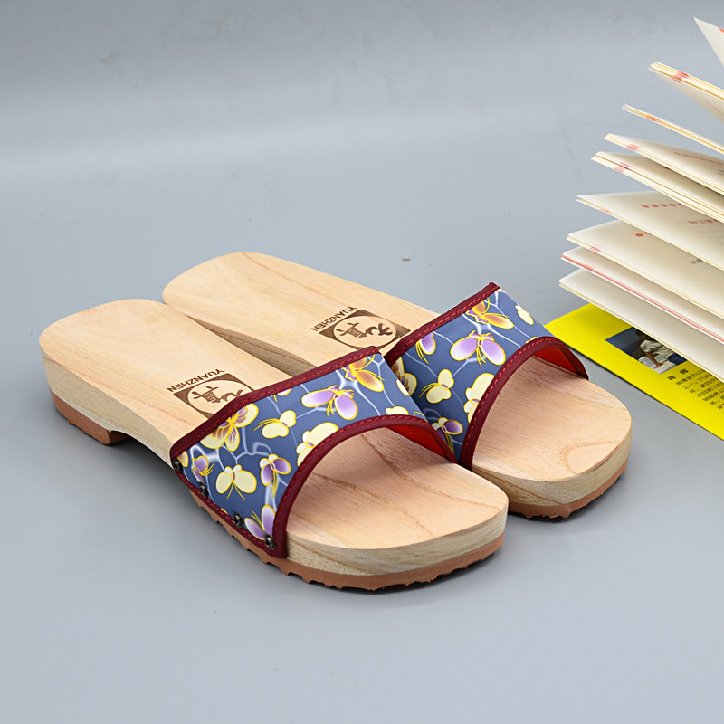元真平底拖鞋居家木屐女士木头鞋无油漆木鞋一字拖