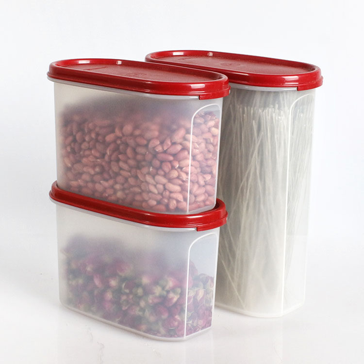 特百惠mm椭圆干货储藏保鲜3件套塑料密封零食保鲜盒