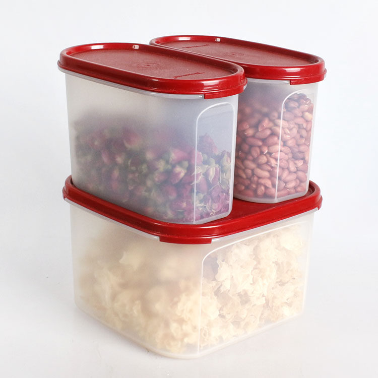 特百惠mm椭圆干货储藏保鲜3件套塑料密封零食保鲜盒