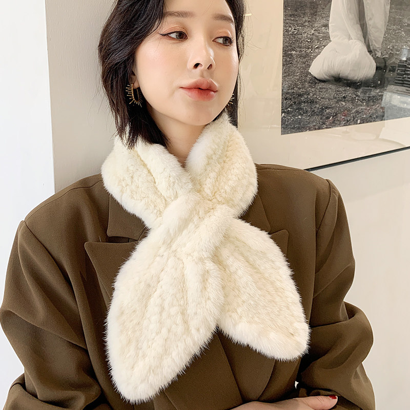 妃吻围巾貂皮围脖鱼尾小鱼尖角百搭秋冬皮草围巾