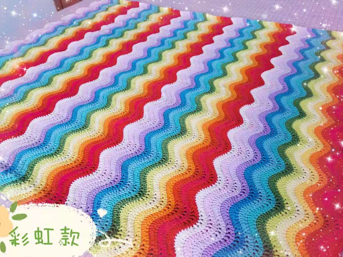 猫猫手作孕期打发时间钩针手工编织毯子儿童彩虹毯diy毛线材料包