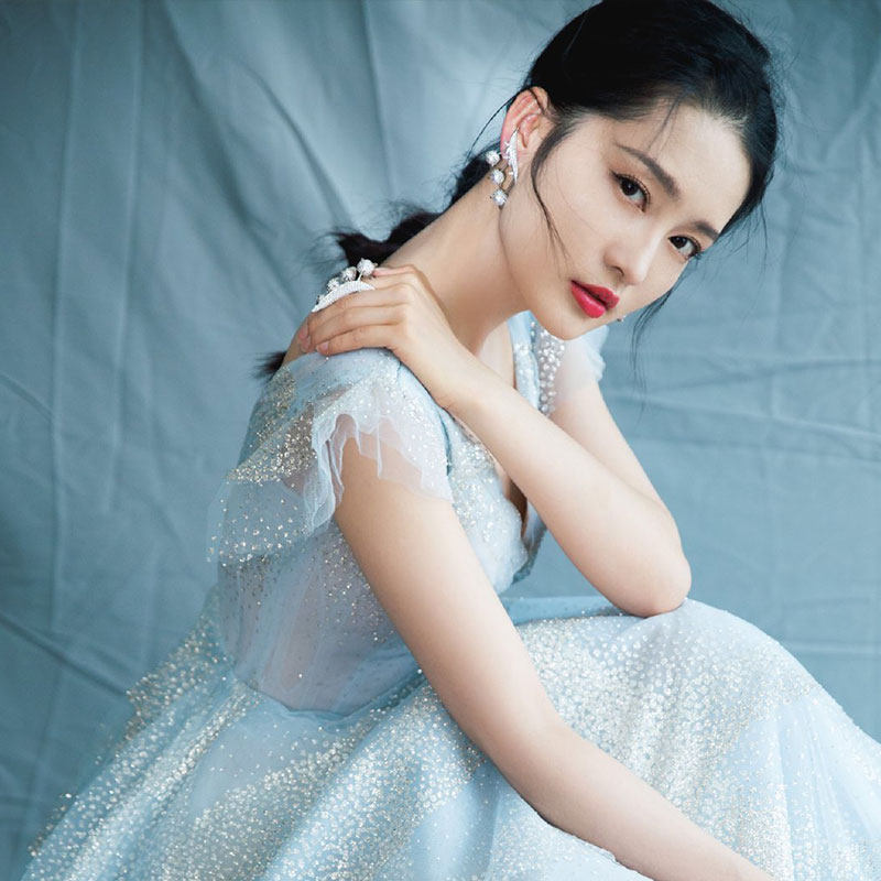 李沁同花芽珍珠耳环弧形小众高级锆石耳钉轻奢耳环