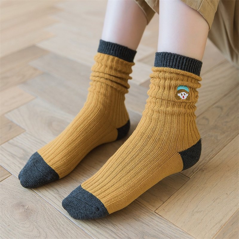 秋冬袜子女学生中筒筒袜韩国日系可爱长袜纯棉中筒袜