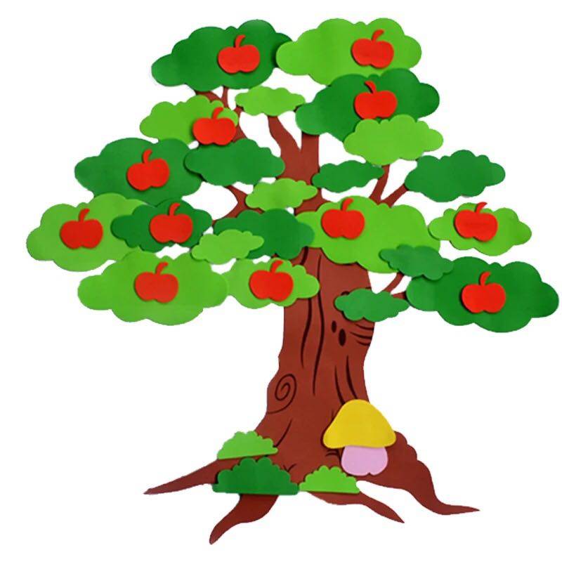 泡沫海绵纸立体大树场景布置苹果树幼儿园黑板报diy墙贴