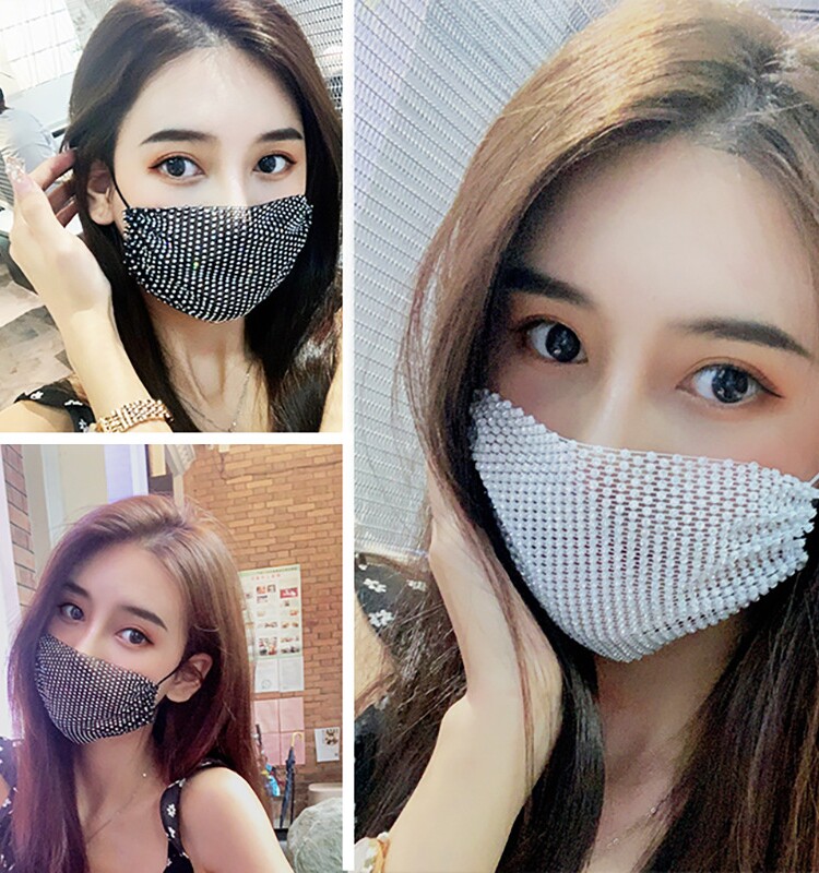 潮罩带钻网红闪钻面纱亮钻水钻钻石口罩女夏口罩