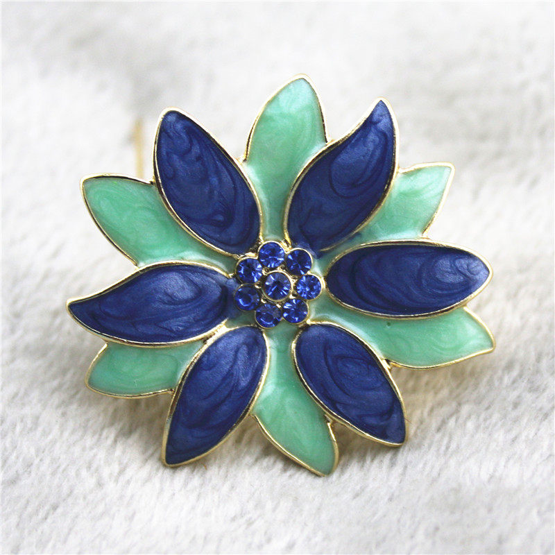 胸花雏菊胸针蓝色滴油镶嵌水钻青岛厂家直销胸针