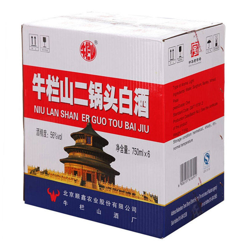 牛栏山二锅头56度大绿瓶出口美750ml*6瓶清香型高度纯粮白酒整箱