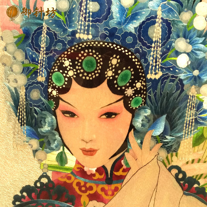 苏绣精品单面民族戏剧人物成品装框壁画会所刺绣